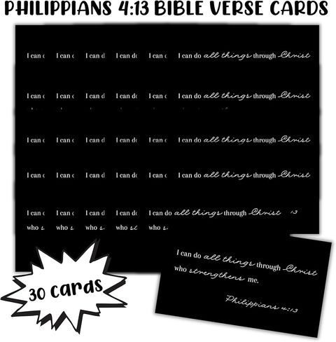 Philippians 4:13 I Can Do All Things Through Christ Who Strengthens Me 30pk 2x3.5" Teens Girls Baptism Card Gift Scripture Wallet Pocket Encouragement in Saudi Arabia