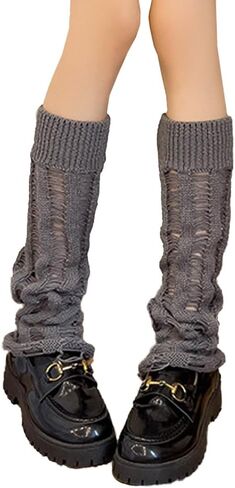 YELAIVP Women's Leg Warmers Knit Kawaii Y2K Harajuku Leg Warmers with Adjustable String for Women Lolita Accessories in Kuwait