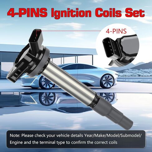 حزمة ملف الإشعال UF596 لسيارة Toyota Corolla Prius Matrix لسيارة Lexus CT200h لـ Scion iM xD لـ Pontiac Vibe 1.8L V4 2009 2010 2011 2012 2013 2014 2015 2016 2017، استبدال UF619 90919-02258 in Kuwait