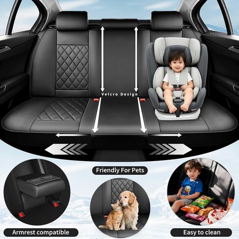 أغطية مقاعد السيارة المصنوعة من الجلد الفاخر من Fit Camry متوافقة مع Toyota Camry 2010-2026، مسامية، مقاومة للتآكل، متوافقة مع الوسائد الهوائية، حماية من جميع الأحوال الجوية وتغطية كاملة، مجموعة كاملة باللون الأسود in Kuwait