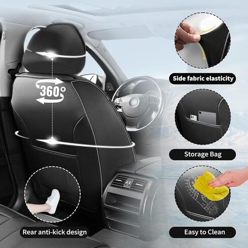 أغطية مقاعد السيارة المصنوعة من الجلد الفاخر من Fit Camry متوافقة مع Toyota Camry 2010-2026، مسامية، مقاومة للتآكل، متوافقة مع الوسائد الهوائية، حماية من جميع الأحوال الجوية وتغطية كاملة، مجموعة كاملة باللون الأسود in Kuwait