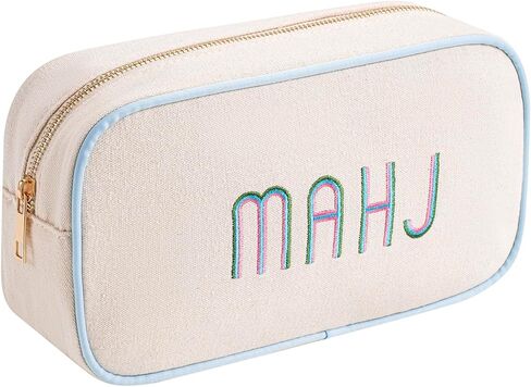 RSRSLEII Empty Mahjong Tiles Bag, Suitable for 1.2 "(30mm) Standard Size American Mahjong Tiles, Canvas Mahjong Tile Bag with Zipper, Mahjong Case, Case Only (05Purple) in Saudi Arabia
