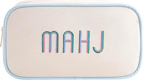 RSRSLEII Empty Mahjong Tiles Bag, Suitable for 1.2 "(30mm) Standard Size American Mahjong Tiles, Canvas Mahjong Tile Bag with Zipper, Mahjong Case, Case Only (05Purple) in Saudi Arabia