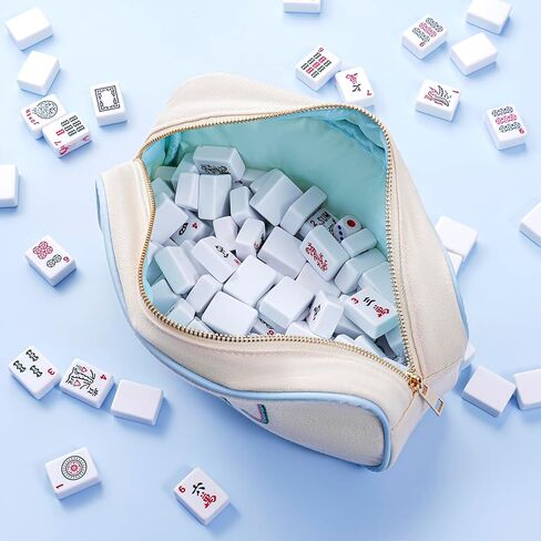 RSRSLEII Empty Mahjong Tiles Bag, Suitable for 1.2 "(30mm) Standard Size American Mahjong Tiles, Canvas Mahjong Tile Bag with Zipper, Mahjong Case, Case Only (05Purple) in Saudi Arabia