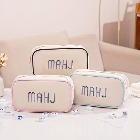 RSRSLEII Empty Mahjong Tiles Bag, Suitable for 1.2 "(30mm) Standard Size American Mahjong Tiles, Canvas Mahjong Tile Bag with Zipper, Mahjong Case, Case Only (05Purple) in Saudi Arabia