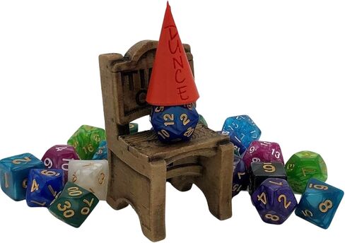 Chair of Shame Timeout Dice Jail and Dunce Cap from Fate's End Dice Towers by Kimbolt Creations (Chair-Stained Wood, Dunce Cap Color-Red) in Saudi Arabia