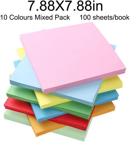 100 Sheets Cardstock 7.88x7 .88in Cardstock Paper,10 Assorted Colors Card Colored Paper for Crafting,DIY Card Making,Scrapbooking in Saudi Arabia