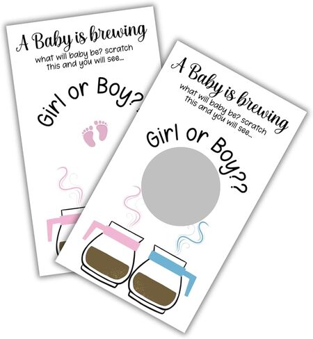 بطاقات استحمام تكشف عن جنس الطفل من Baby is Brewing Coffee لـ It's a Girl، 30 قطعة مقاس 2x3.5 بوصة، لافتة دش، زينة دعوة، ماذا سيكون الطفل in Saudi Arabia