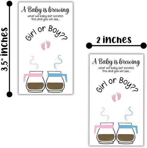 بطاقات استحمام تكشف عن جنس الطفل من Baby is Brewing Coffee لـ It's a Girl، 30 قطعة مقاس 2x3.5 بوصة، لافتة دش، زينة دعوة، ماذا سيكون الطفل in Saudi Arabia