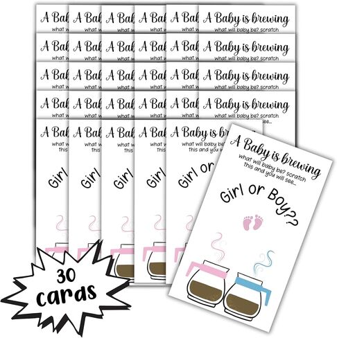 بطاقات استحمام تكشف عن جنس الطفل من Baby is Brewing Coffee لـ It's a Girl، 30 قطعة مقاس 2x3.5 بوصة، لافتة دش، زينة دعوة، ماذا سيكون الطفل in Saudi Arabia