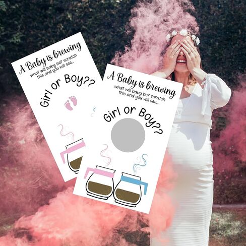 بطاقات استحمام تكشف عن جنس الطفل من Baby is Brewing Coffee لـ It's a Girl، 30 قطعة مقاس 2x3.5 بوصة، لافتة دش، زينة دعوة، ماذا سيكون الطفل in Saudi Arabia
