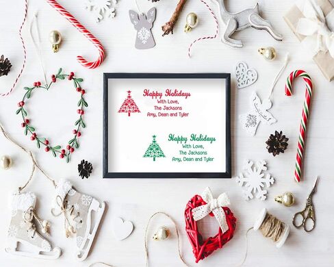 Custom Self-Inking Rubber Stamp, Happy Holidays with Love. with Christmas Tree Image - Large 4 Lines. in Saudi Arabia