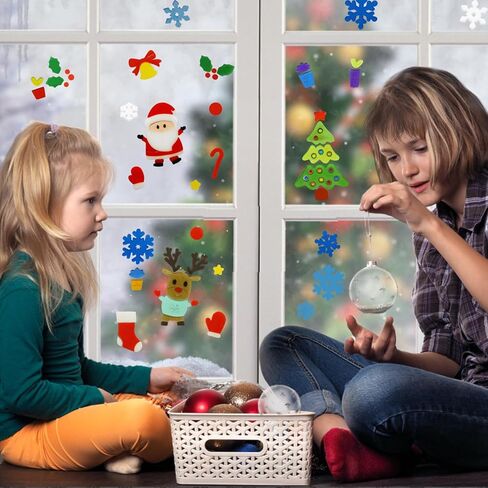 4Pcs Christmas Gel Window Clings for Kids, Cute Santa Christmas Tree Snowflake Window Clings Easy to Use Christmas Window Decorations Winter Jelly Stickers, Christmas Window Decors Supplies in Saudi Arabia