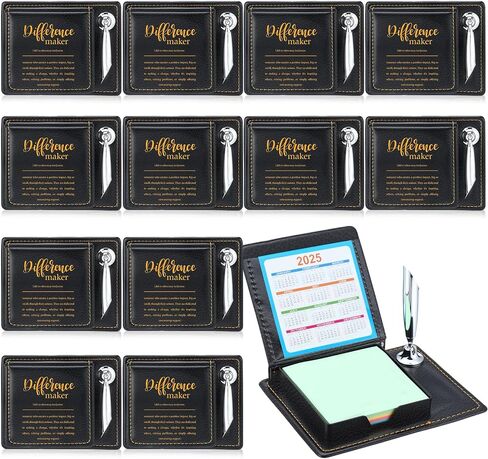 Thenshop 12 Pcs Difference Maker Sticky Note Holder Employee Appreciation Gifts for Christmas Appreciation Notepad and Pen Holder with PU Leather Box Thank You Gifts for Women Men Friend Coworker in Saudi Arabia