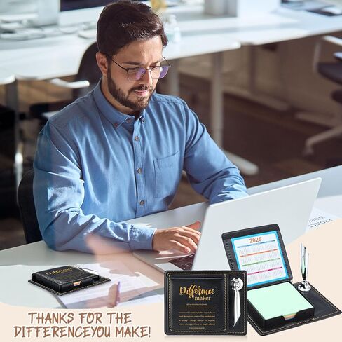 Thenshop 12 Pcs Difference Maker Sticky Note Holder Employee Appreciation Gifts for Christmas Appreciation Notepad and Pen Holder with PU Leather Box Thank You Gifts for Women Men Friend Coworker in Saudi Arabia