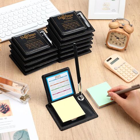 Thenshop 12 Pcs Difference Maker Sticky Note Holder Employee Appreciation Gifts for Christmas Appreciation Notepad and Pen Holder with PU Leather Box Thank You Gifts for Women Men Friend Coworker in Saudi Arabia