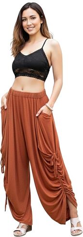 Women's Palazzo Pants Wide Leg Lounge Convertible Maxi Skirt with Pockets Casual Comfy Trouser in Kuwait