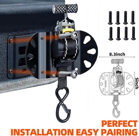 أشرطة سقاطة قابلة للسحب مطورة لـ 2015-2025 Ford F150، أشرطة سقاطة شديدة التحمل (عبوة من قطعتين)، 1 بوصة × 10 أقدام (قوة كسر 1500 رطل)، أشرطة ربط ذاتية السحب لملحقات F-150 (أسود) in Saudi Arabia