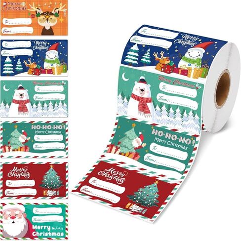 240 Pcs Christmas Gift Tags, Decorations Christmas Wrapping Paper Roll of Holiday Stickers with Various Pattern for Presents Decorations and Holiday, 2.95 x 1.6 Inch in Saudi Arabia
