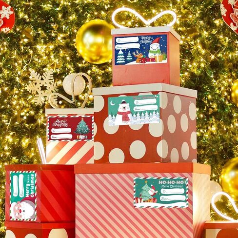 240 Pcs Christmas Gift Tags, Decorations Christmas Wrapping Paper Roll of Holiday Stickers with Various Pattern for Presents Decorations and Holiday, 2.95 x 1.6 Inch in Saudi Arabia