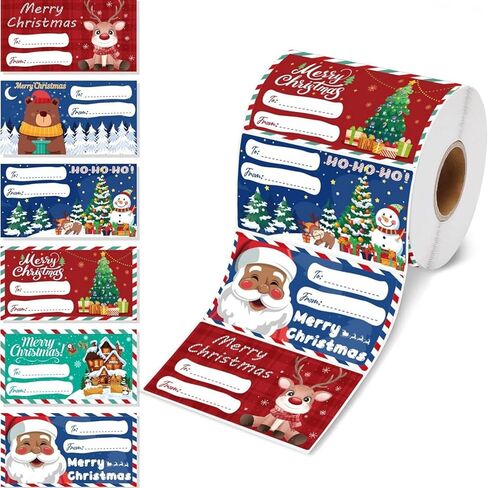 240 Pcs Christmas Gift Tags, Decorations Christmas Wrapping Paper Roll of Holiday Stickers with Various Pattern for Presents Decorations and Holiday, 2.95 x 1.6 Inch in Saudi Arabia