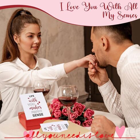 مجموعة بطاقات هدايا Faccito 5 Senses من بطاقات الحواس الخمس وأظرف كرافت مع خيوط له ولها لهدايا الزفاف في عيد الميلاد (أحمر) in Saudi Arabia