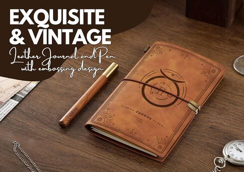 InnoBeta Taurus Gifts, Journal Notebook with Pen, Refillable Sketchbook, Travel Diary, Lined Planner, 7x5 Inches, Brown in Saudi Arabia