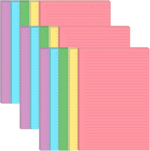 (3-Pack) Unpunched 5 Colorful Line Paper - 300 Sheets/600 Pages Loose Leaf Paper Line Refills, Per Color 60 Sheets, 5.8" x 8.5" in Saudi Arabia