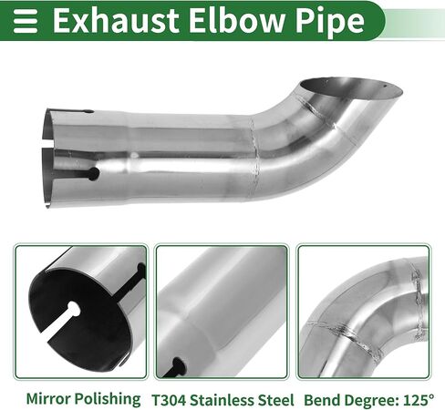 Motoforti 4" ID Inlet Turn Down Exhaust Pipe T304 Stainless Steel Surface Polishing Mandrel Bend Elbow Tube 9.1" Overall Length Suitalbe for 4" OD Tailpipes in Saudi Arabia
