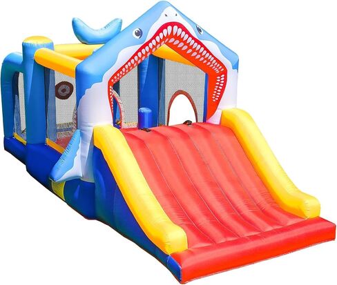 Bounce House with Slide for Kids Toddlers, Bouncer Inflatable Bouncy Castle with Blower Basketball Hoop for Backyard Wedding Cute and Small in Kuwait