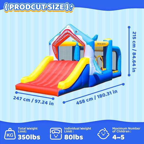 Bounce House with Slide for Kids Toddlers, Bouncer Inflatable Bouncy Castle with Blower Basketball Hoop for Backyard Wedding Cute and Small in Kuwait