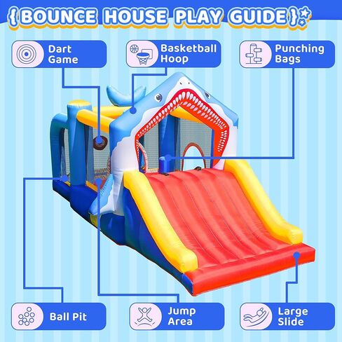 Bounce House with Slide for Kids Toddlers, Bouncer Inflatable Bouncy Castle with Blower Basketball Hoop for Backyard Wedding Cute and Small in Kuwait