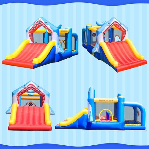 Bounce House with Slide for Kids Toddlers, Bouncer Inflatable Bouncy Castle with Blower Basketball Hoop for Backyard Wedding Cute and Small in Kuwait