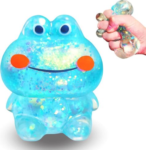 1Pcs Frog Squishy Stress Balls for Kids Adults Stretchy Fidget Ball for Anxiety Stress Relief Hand Therapy Sensory Squishy Ball Squeeze Fidgets for Party Favors Classroom Prizes (Blue) in Saudi Arabia
