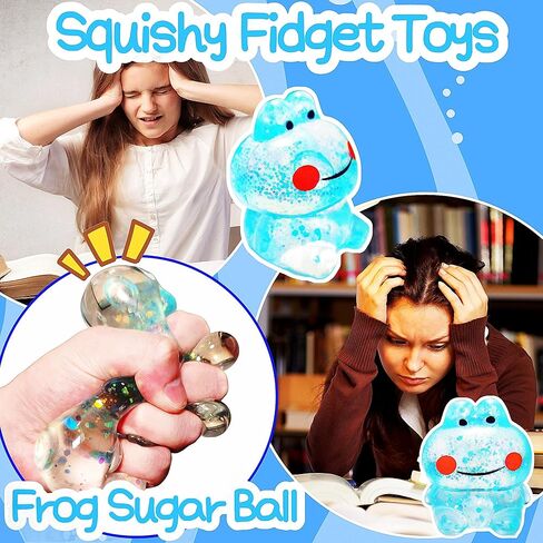 1Pcs Frog Squishy Stress Balls for Kids Adults Stretchy Fidget Ball for Anxiety Stress Relief Hand Therapy Sensory Squishy Ball Squeeze Fidgets for Party Favors Classroom Prizes (Blue) in Saudi Arabia