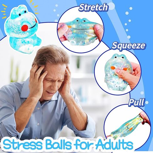 1Pcs Frog Squishy Stress Balls for Kids Adults Stretchy Fidget Ball for Anxiety Stress Relief Hand Therapy Sensory Squishy Ball Squeeze Fidgets for Party Favors Classroom Prizes (Blue) in Saudi Arabia