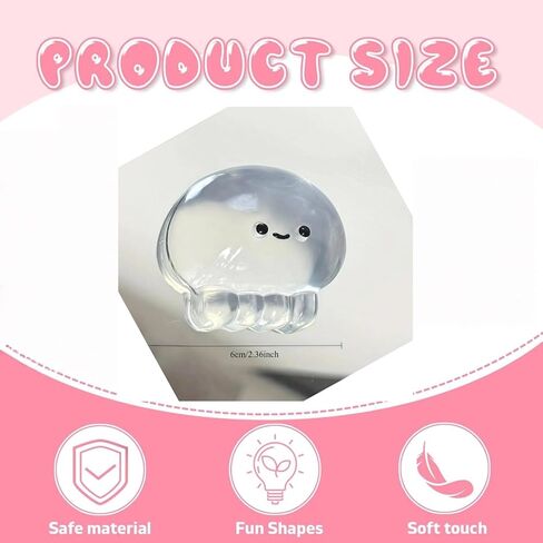 Handmade Clear Jellyfish Baby Toy - Cute Soft Squid Stress Relief Toy, Fidget Toy for Stress Relief, Office & School Essentials, Novelty Squishy Toy for Adults, Adorable Fidget Gadget(Jellyfish Baby) in Saudi Arabia