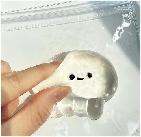 Handmade Clear Jellyfish Baby Toy - Cute Soft Squid Stress Relief Toy, Fidget Toy for Stress Relief, Office & School Essentials, Novelty Squishy Toy for Adults, Adorable Fidget Gadget(Jellyfish Baby) in Saudi Arabia