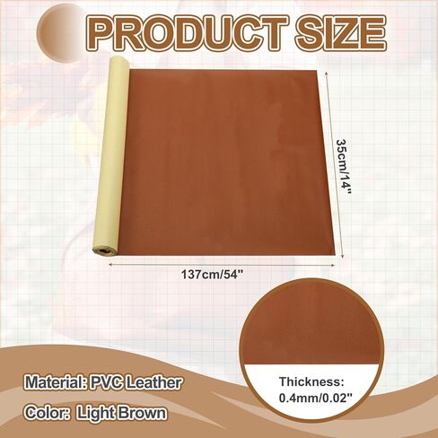 MECCANIXITY Leather Repair Patch 14"x54" Self-Adhesive Leather Vinyl Repair Tape Kit for Furniture Couches Sofa Chair Car Boat Seats Jackets, Light Brown in Saudi Arabia