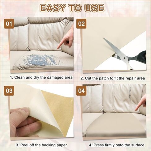 MECCANIXITY Leather Repair Patch 14"x54" Self-Adhesive Leather Vinyl Repair Tape Kit for Furniture Couches Sofa Chair Car Boat Seats Jackets, Light Brown in Saudi Arabia