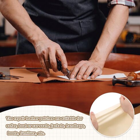 MECCANIXITY Leather Repair Patch 14"x54" Self-Adhesive Leather Vinyl Repair Tape Kit for Furniture Couches Sofa Chair Car Boat Seats Jackets, Light Brown in Saudi Arabia