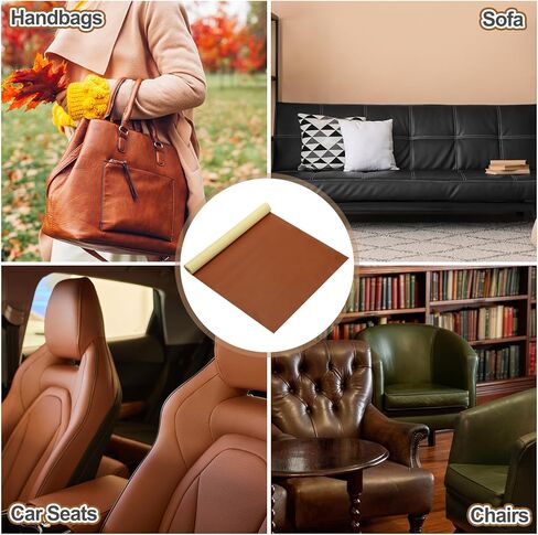 MECCANIXITY Leather Repair Patch 14"x54" Self-Adhesive Leather Vinyl Repair Tape Kit for Furniture Couches Sofa Chair Car Boat Seats Jackets, Light Brown in Saudi Arabia