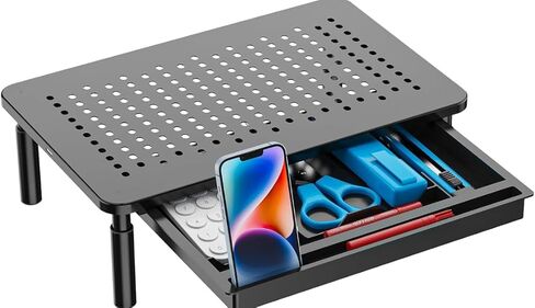 Laptop/Monitor Stand, Tablet Screen, Sturdy Metal Printer Laptop Stand, Adjustable Height with Storage Drawer, Suitable for Monitors/laptops/Tablets. in Saudi Arabia