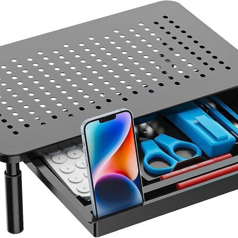 Laptop/Monitor Stand, Tablet Screen, Sturdy Metal Printer Laptop Stand, Adjustable Height with Storage Drawer, Suitable for Monitors/laptops/Tablets. in Saudi Arabia