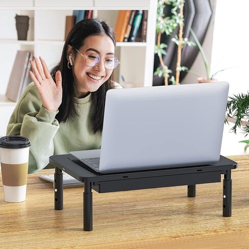 Laptop/Monitor Stand, Tablet Screen, Sturdy Metal Printer Laptop Stand, Adjustable Height with Storage Drawer, Suitable for Monitors/laptops/Tablets. in Saudi Arabia