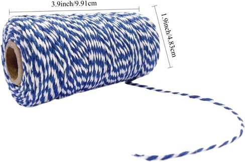 1 Pcs Cotton Twine Blue and White Baker String 2mm Thick 328 Feet Christmas Twine for Gift Wrapping DIY Crafts Home Decoration Gardening in Saudi Arabia