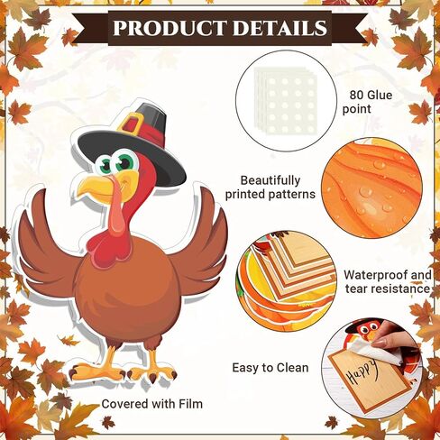 Dianelhall Happy Thanksgiving Classroom Bulletin Board Cutout Happy Fall Pumpkin Gnome Turkey Classroom Decorations Leaves Cutouts for Thanksgiving Autumn Harvest School Chalkboard Wall Decor Supplies in Saudi Arabia