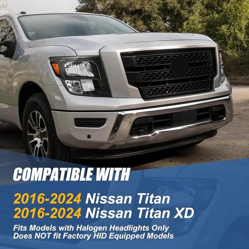 مجموعة المصابيح الأمامية من Auto Dynasty متوافقة مع 2016-2024 Nissan Titan (XD)، استبدال المصابيح الأمامية الهالوجين للسائق والراكب، NI2503250 NI2502250، زاوية شفافة لغطاء الكروم in Kuwait