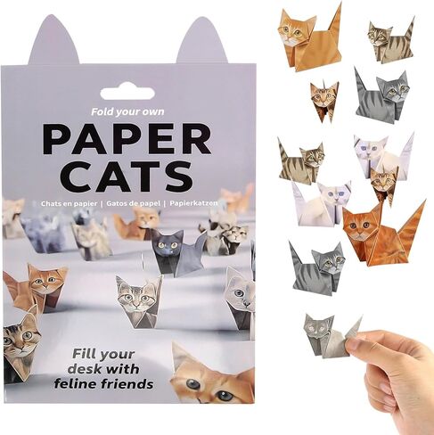 DIY Paper Cats, 50 Sheets DIY Origami Paper to Fold Cute Cat Figures, Desk Decoration Cute Animals Shaped 3D Origami Kit Fun Craft Activity for Cat Lovers in Kuwait