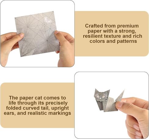 DIY Paper Cats, 50 Sheets DIY Origami Paper to Fold Cute Cat Figures, Desk Decoration Cute Animals Shaped 3D Origami Kit Fun Craft Activity for Cat Lovers in Kuwait